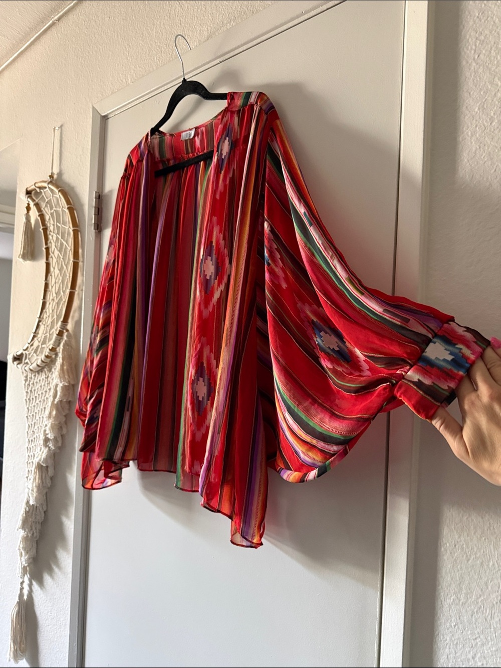 Multi Colored Sheer Open-Front Tunic - Picture 2 of 2